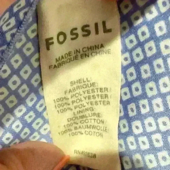 Fossil Y2k Babydoll Fit & Flare Dress 4 Blue Geo Lime Trim Hoco Sorority Rush - Picture 7 of 8